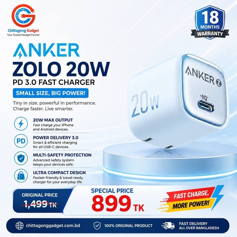 Anker Zolo Charger 20W IQ PD